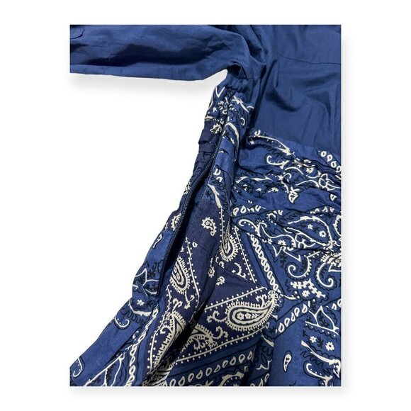 Anthropologie Holding Horses Blue Bandana Cotton Shirtdress, Size 2 - Picture 9 of 12